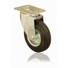 SWIVEL CASTORS - TOP PLATE - BLACK RUBBER